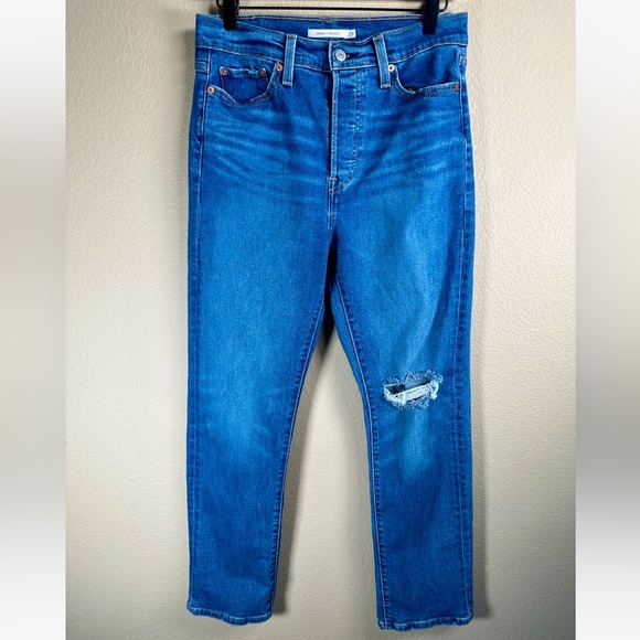 Levi’s Women’s Wedgie Straight Fit Jeans Medium Blue Wash Fallstar - Picture 14 of 14